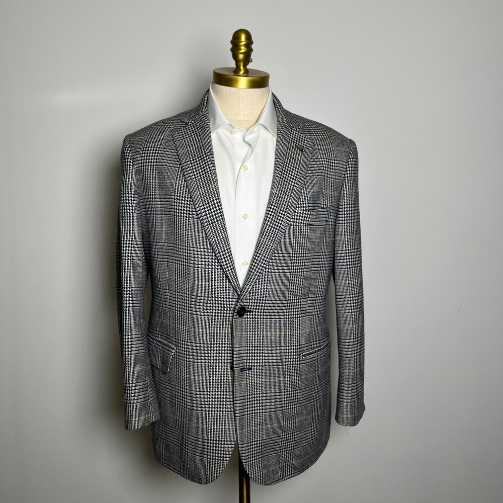 Brooks Brothers Sport Coat Mens 42S Gray Glen Plaid Wool Silk Madison Blazer